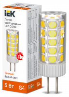 Лампа светодиодная CORN капсула 5Вт 12В 3000К керамика G4 IEK