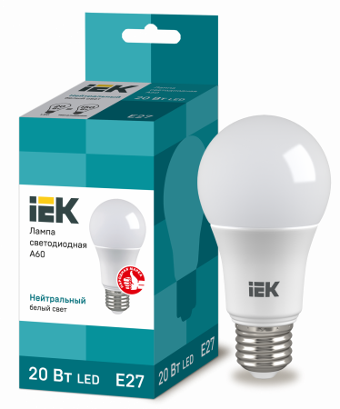 Лампа светодиодная A60 шар 20Вт 230В 4000К E27 IEK – №1